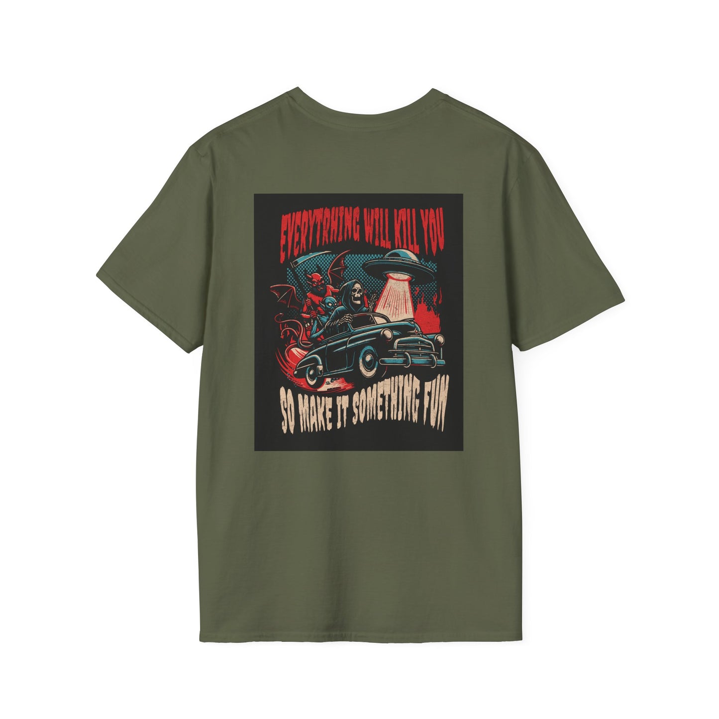 Highway to Hell — Everyday Crewneck Tee (design on back)