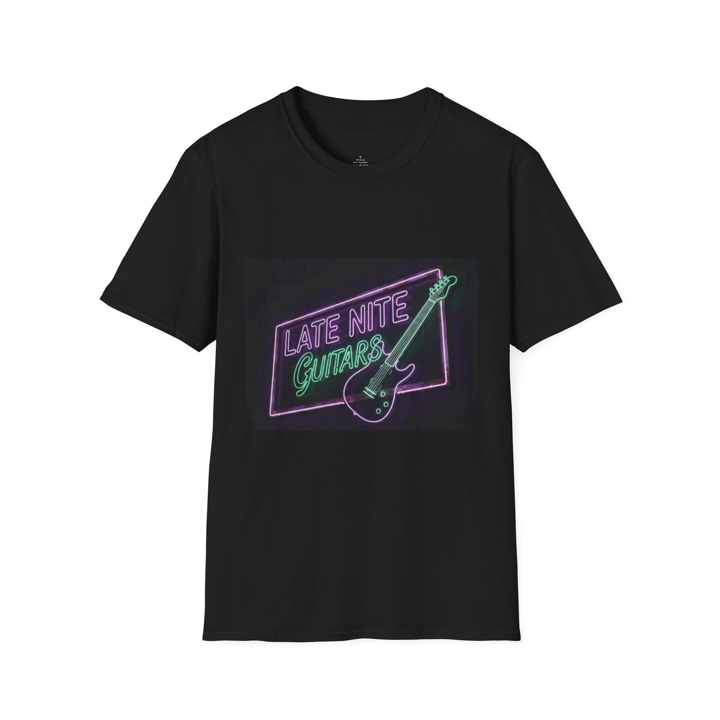 Late Nite Guitars Neon T-Shirt — Retro Rock Guitar Tee