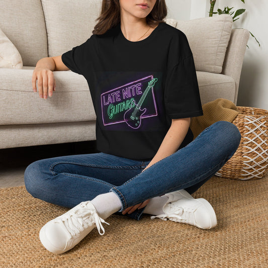 Late Nite Guitars Neon T-Shirt — Retro Rock Guitar Tee
